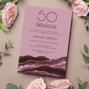 50 en Fabulous Roze Agate 50e Verjaardag Kaart