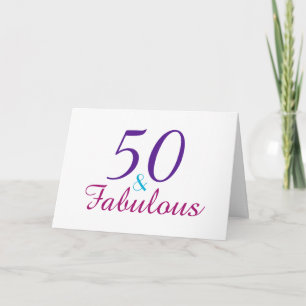 50 en Fabulous Roze Blauw Violet Personaliseren Kaart