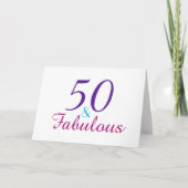 50 en Fabulous Roze Blauw Violet Personaliseren Kaart (Voorkant)