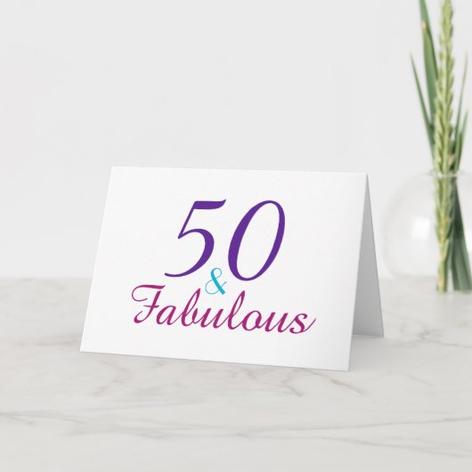 50 en Fabulous Roze Blauw Violet Personaliseren Kaart (Voorkant)