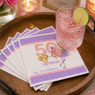 50 en Fabulous Roze Bloem Flamingo Papier Servet