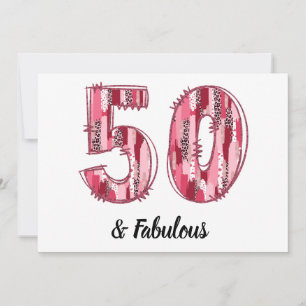 50 en Fabulous Roze en Luipaardpenseelstreken Kaart