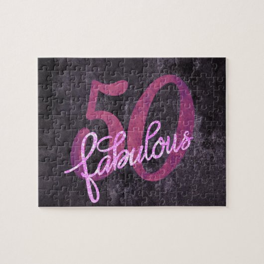 50 en Fabulous | Roze en Paarse partij Jewel Legpuzzel (Horizontaal)