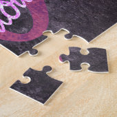 50 en Fabulous | Roze en Paarse partij Jewel Legpuzzel (Zijkant)