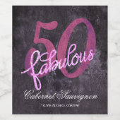 50 en Fabulous | Roze en Paarse partij Jewel Wijn Etiket (Enkel label)