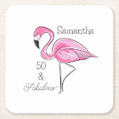 50 en Fabulous Roze Flamingo Custom Onderzetters (Voorkant)