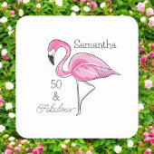 50 en Fabulous Roze Flamingo Custom Onderzetters