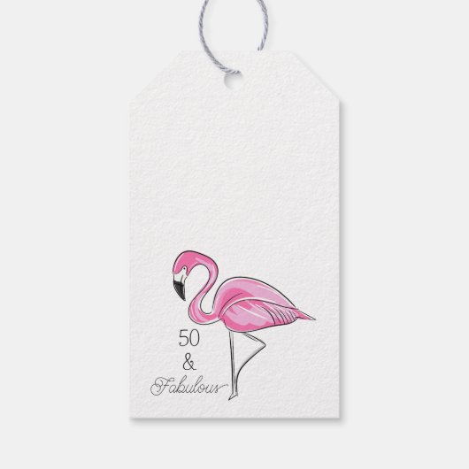 50 en Fabulous Roze Flamingo Custom Onderzetters Cadeaulabel (Achterkant)