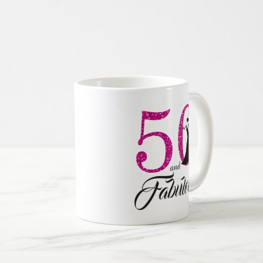 50 en Fabulous Roze Glitter 50e Verjaardag Koffiemok (Voorkant rechts)