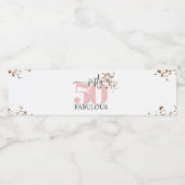 "50 en Fabulous" Roze & Glitter Minimale Labels Waterfles Etiket (Enkel label)