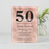 50 en Fabulous Roze Goud Glam Verjaardagsfeestje Kaart (Staand voorkant)