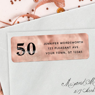 50 en Fabulous Roze Goud Glam Verjaardagslabel Etiket