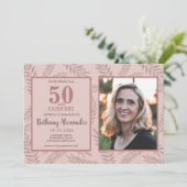 50 en Fabulous Roze Goud Glitters Kaart (Staand voorkant)