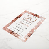 50 en Fabulous Roze Goud Luipaard Verjaardag Folie Uitnodiging (Gedraaid)