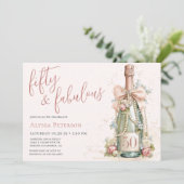 50 En Fabulous Roze Goud Schrift 50e Verjaardag Kaart (Staand voorkant)