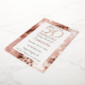 50 en Fabulous Roze Gouden Luipaard Verjaardag Folie Uitnodiging (Gedraaid)