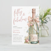 50 en Fabulous Roze Gouden Script Verrassingsfeest Kaart (Staand voorkant)