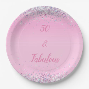 50 en Fabulous Roze Holografische Glitters Papieren Bordje