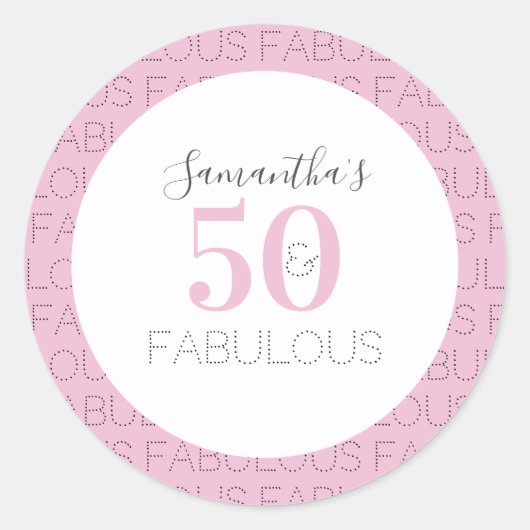 50 en fabulous Roze Moderne 50ste Verjaardag Ronde Sticker (Voorkant)