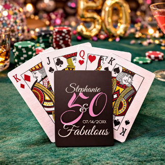 50 en Fabulous Roze Persoonlijk Verjaardagsfeest Pokerkaarten