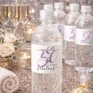 50 en Fabulous Roze Persoonlijk Verjaardagsfeest Waterfles Etiket