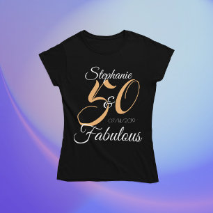 50 en Fabulous Roze Persoonlijke Verjaardagsfeest  T-shirt