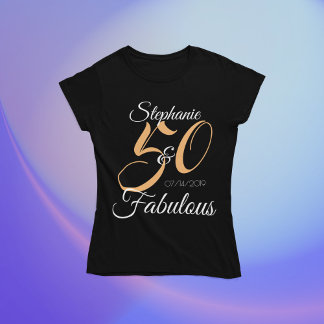 50 en Fabulous Roze Persoonlijke Verjaardagsfeest T-shirt
