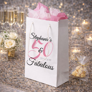 50 en Fabulous Roze Persoonlijke Verjaardagsfeestj Klein Cadeauzakje