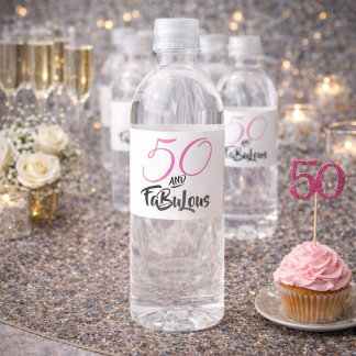 50 en Fabulous Roze Persoonlijke Verjaardagsfeestj Waterfles Etiket