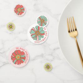 50 en Fabulous Roze Retro Bloementafel Confetti