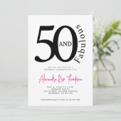 50 en Fabulous Roze Script 50ste Verjaardagsfeestj Kaart (Staand voorkant)