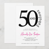 50 en Fabulous Roze Script 50ste Verjaardagsfeestj Kaart (Voorkant / Achterkant)