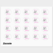 50 en Fabulous Roze Typografie 50e verjaardag Ronde Sticker (Vel)