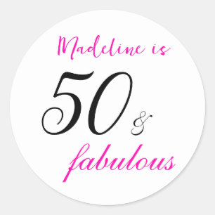 50 en Fabulous Roze Typografie 50e verjaardag Ronde Sticker