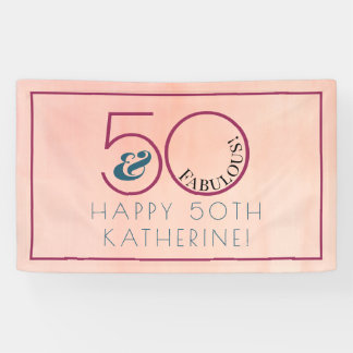 50 en Fabulous Roze Typografie Verjaardagsfeestje Spandoek