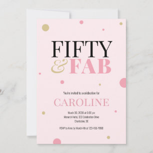 50 en Fabulous Roze Verjaardagsuitnodiging Kaart