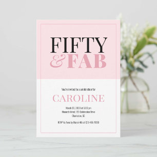 50 en Fabulous Roze Verjaardagsuitnodiging Kaart