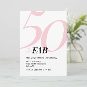 50 en Fabulous Roze Verjaardagsuitnodiging Kaart