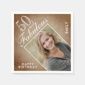 50 en Fabulous Rustic Beige Photo 50th Birthday Servet (Voorkant)