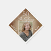 50 en Fabulous Rustic Beige Photo 50th Birthday Servet (Hoek)