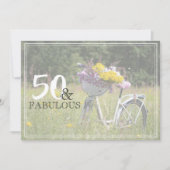 50 en Fabulous Rustic Bicycle Birthday Party Kaart (Voorkant)