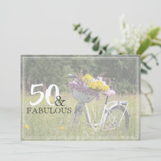 50 en Fabulous Rustic Bicycle Birthday Party Kaart (Staand voorkant)