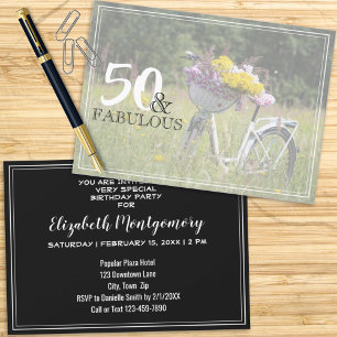 50 en Fabulous Rustic Bicycle Birthday Party Kaart