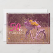 50 en Fabulous Rustic Bicycle Birthday Party Kaart (Voorkant)