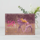 50 en Fabulous Rustic Bicycle Birthday Party Kaart (Staand voorkant)