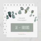 50- en Fabulous Sage Simple Birthday Square Kaart (Voorkant / Achterkant)