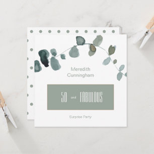 50- en Fabulous Sage Simple Birthday Square Kaart