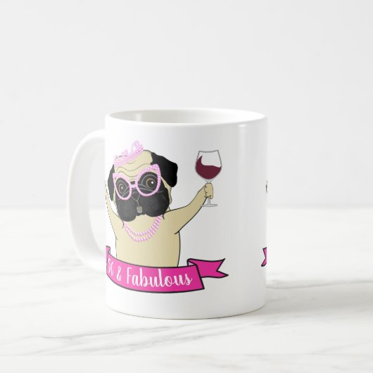 50 en Fabulous Schattige Dog Pug Humoristische Ver Koffiemok (Voorkant links)
