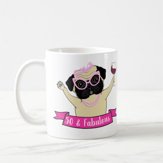 50 en Fabulous Schattige Dog Pug Humoristische Ver Koffiemok (Links)