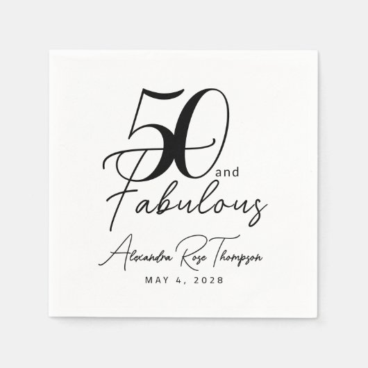 50 en Fabulous Script 50ste verpartij Servet (Voorkant)